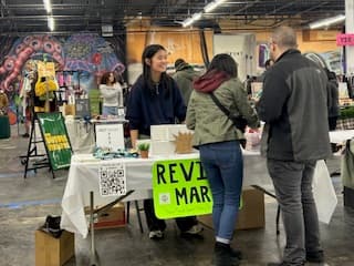 Shoppers at the Reviva Mart booth in New Jersey